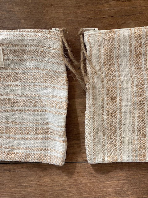La petite pochette rayée en lin upcyclé